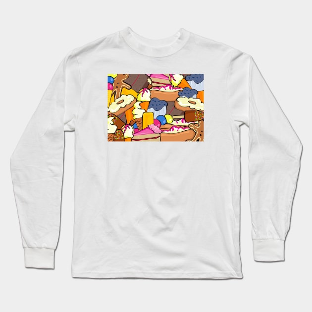 Dessert Pattern Long Sleeve T-Shirt by FoodPatterns